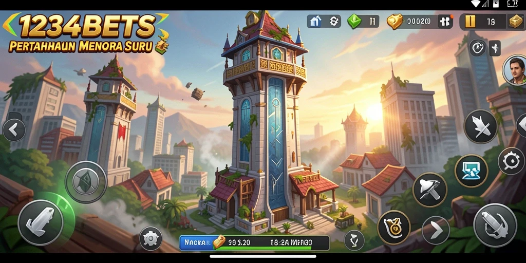 Tampilan gameplay seru dari 1234BETS dengan strategi Tower Defense.
