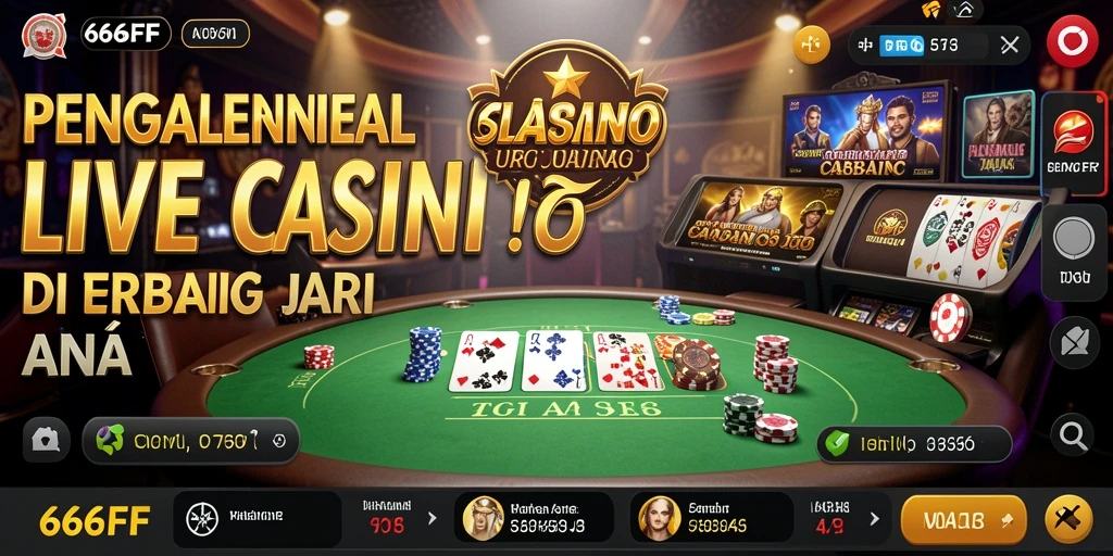 Screenshot gameplay Live Casino 666FF menampilkan suasana kasino yang mendebarkan.