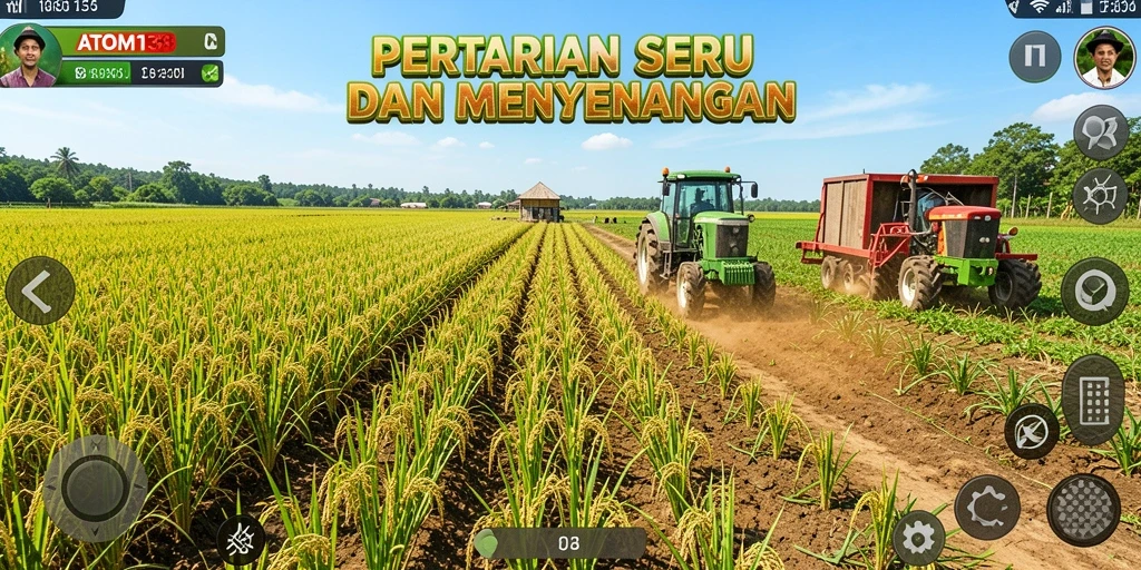 Screenshot gameplay ATOM138 menampilkan aktivitas bertani yang menyenangkan dan interaktif.
