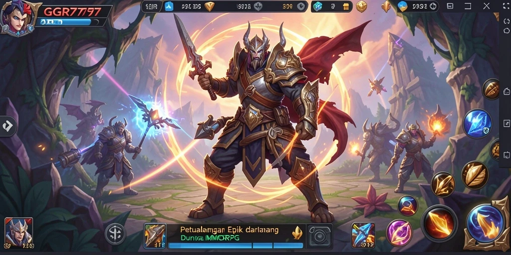 Tampilan gameplay menarik dalam GGR7777 yang menunjukkan aksi MMORPG.