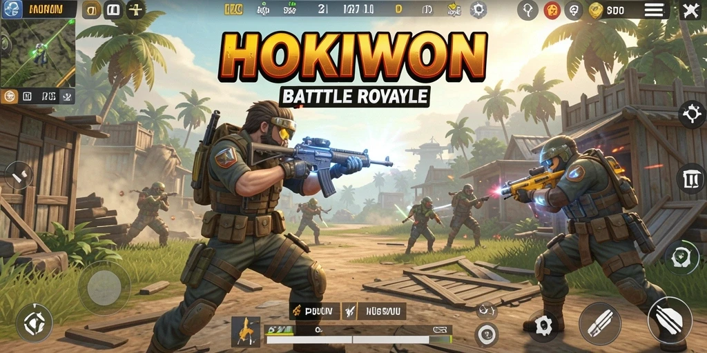 Tangkapan layar gameplay HOKIWON yang menegangkan saat pertempuran sengit.
