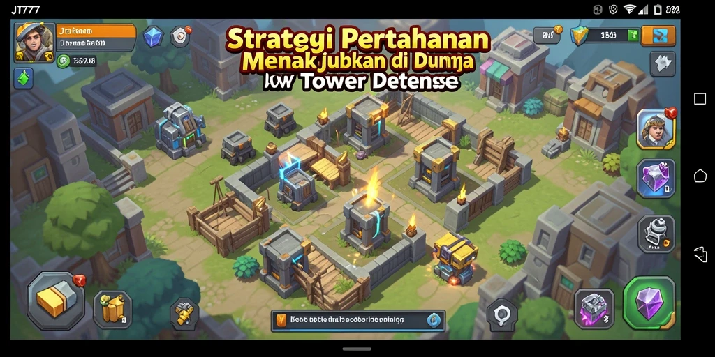 Tampilkan gameplay mendebarkan JT777 dengan menara dan musuh yang beragam.