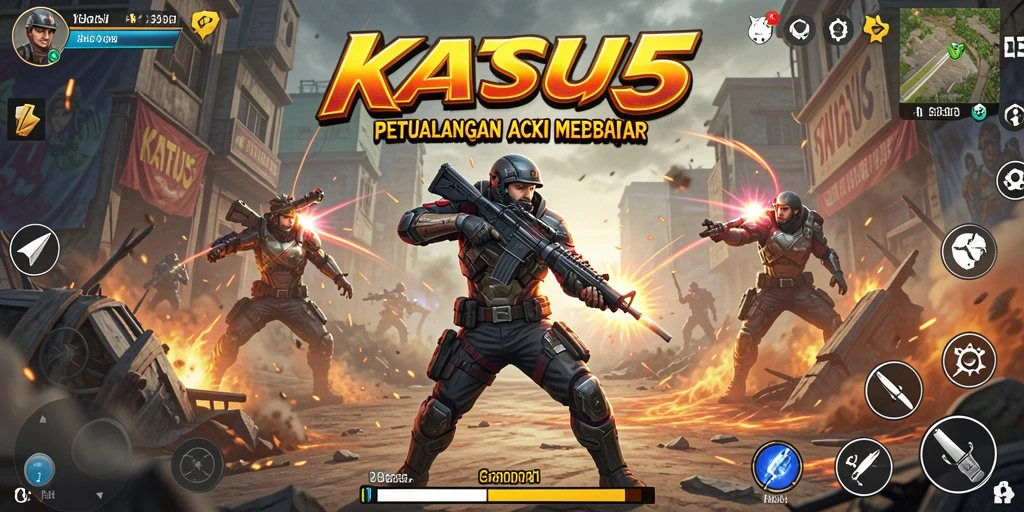 Gameplay menegangkan KATSU5 di tengah pertempuran.