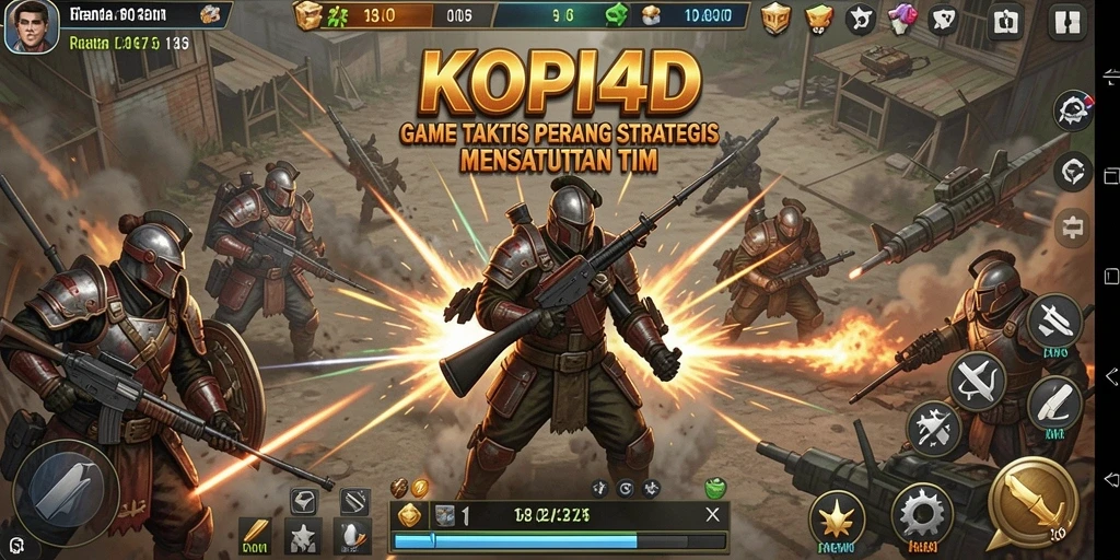 Tangkapan layar utama KOPI4D yang menunjukkan pertempuran seru antar tim.