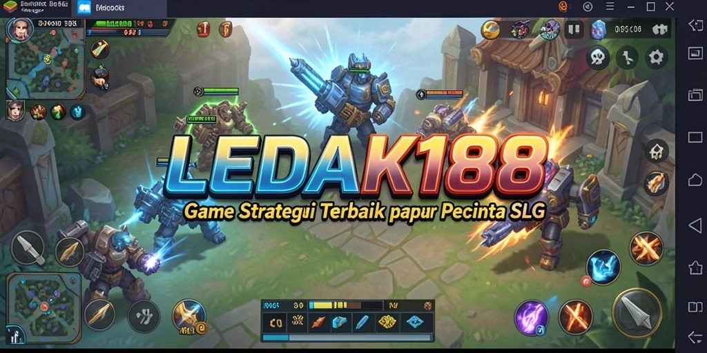 Screenshot gameplay SLG LEDAK188 yang menampilkan pertempuran epik.