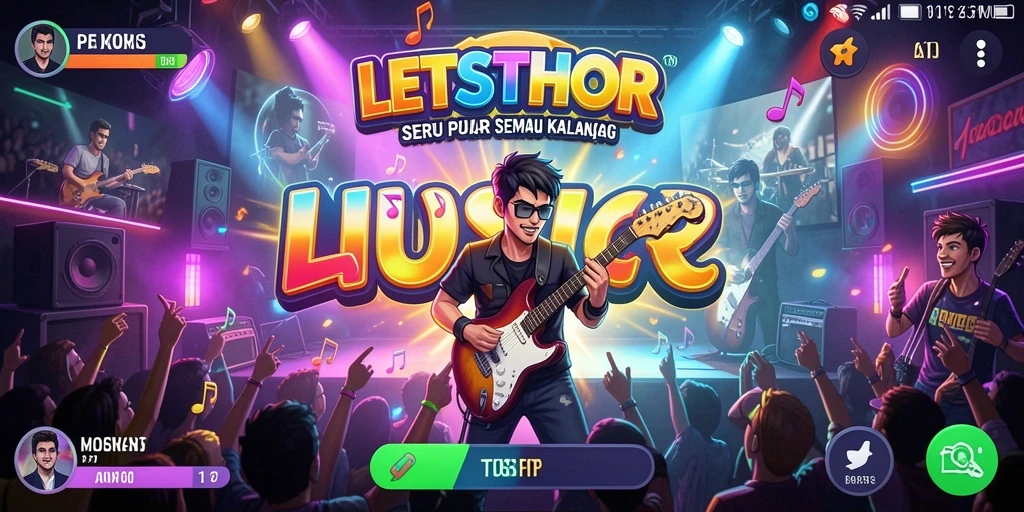 Tangkapan layar utama LETSTHOR menampilkan permainan musik yang seru dan menantang.
