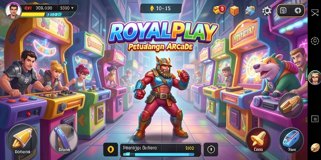 Screenshot gameplay ROYALPLAY yang menampilkan aksi menyenangkan di dunia Arcade.