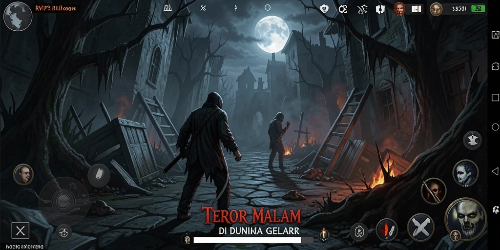Tangkapan layar gameplay RVIP3 menunjukkan suasana horor yang mencekam.
