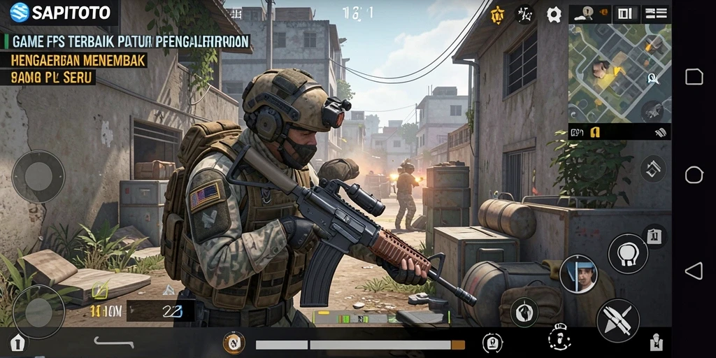 Tangkapan layar SAPITOTO menampilkan aksi intens dalam permainan FPS.