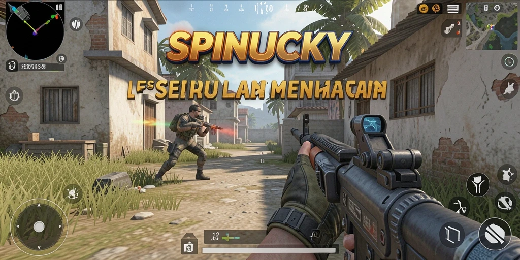 Tangkapan layar gameplay SPINLUCKY yang intens dan penuh aksi.